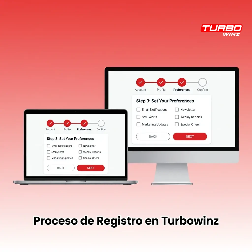 Proceso de registro en Turbowinz: formulario con pasos para crear cuenta en menos de dos minutos
