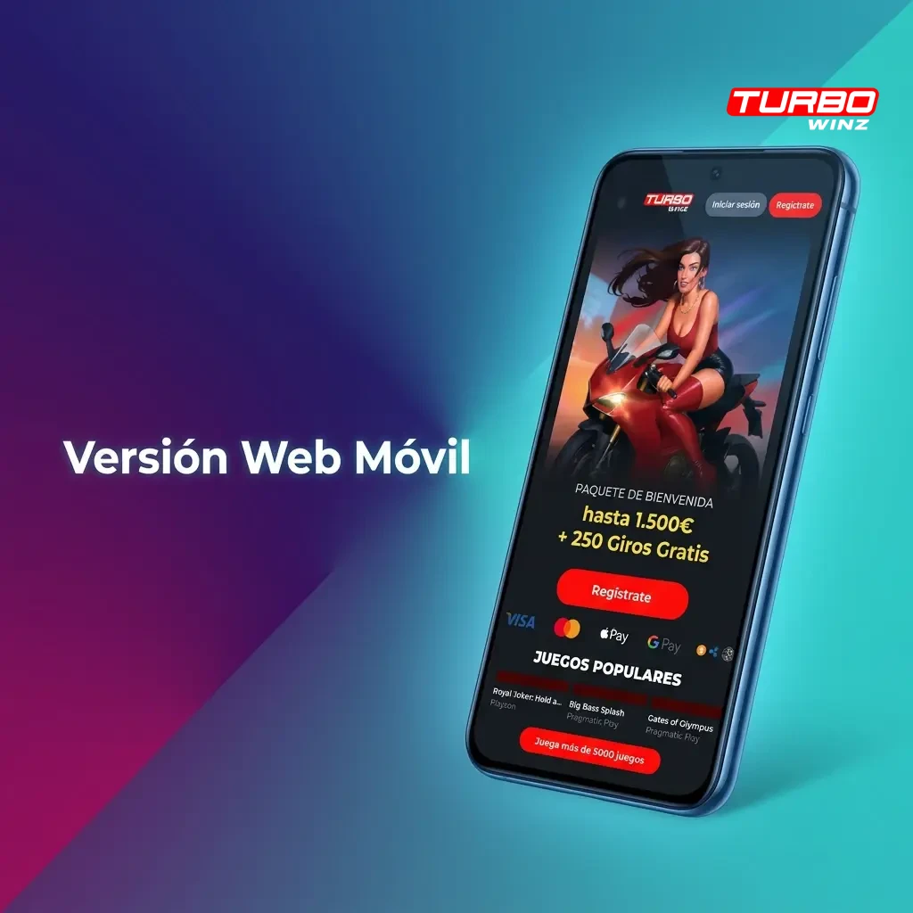 Mobile browser displaying Turbowinz web app with touch-optimized interface for betting and casino on any device